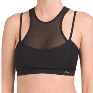 X by Gottex Support Sports Bra M Black Mesh Inserts Racer Back Adjustable Straps